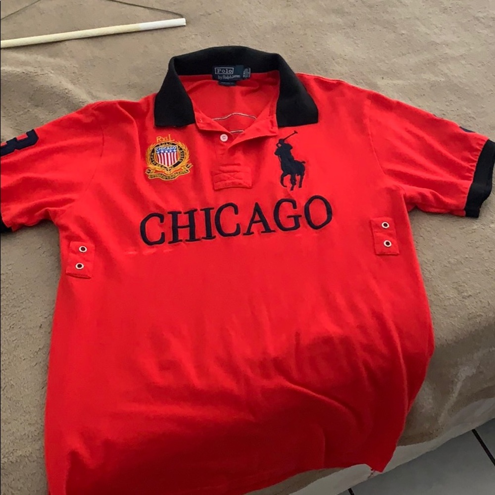Red polo shirt